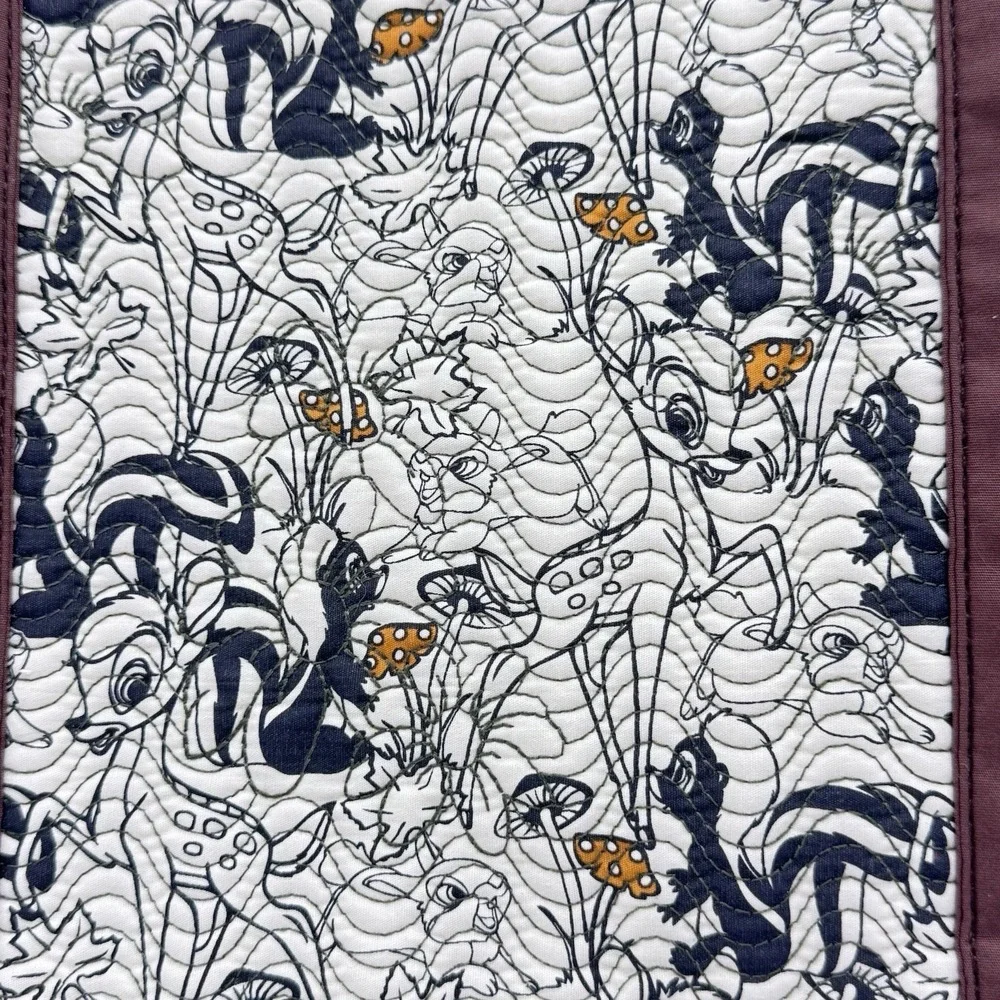 Diisney Parks Quilted Tote Bag With Bambi Flower &Thumper!! Mushroom CottageCore